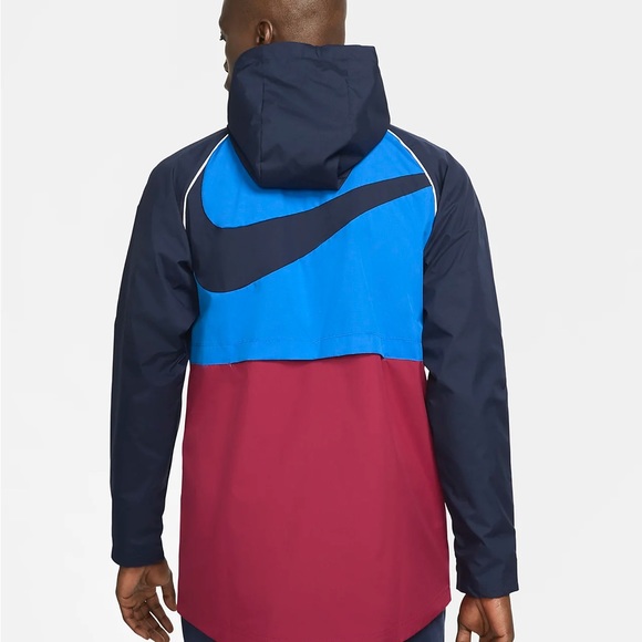 FC BARCELONA AWF MENS SOCCER HOODED JACKET SIZE MEDIUM FULL ZIP WATER REPELLENT - Picture 2 of 8